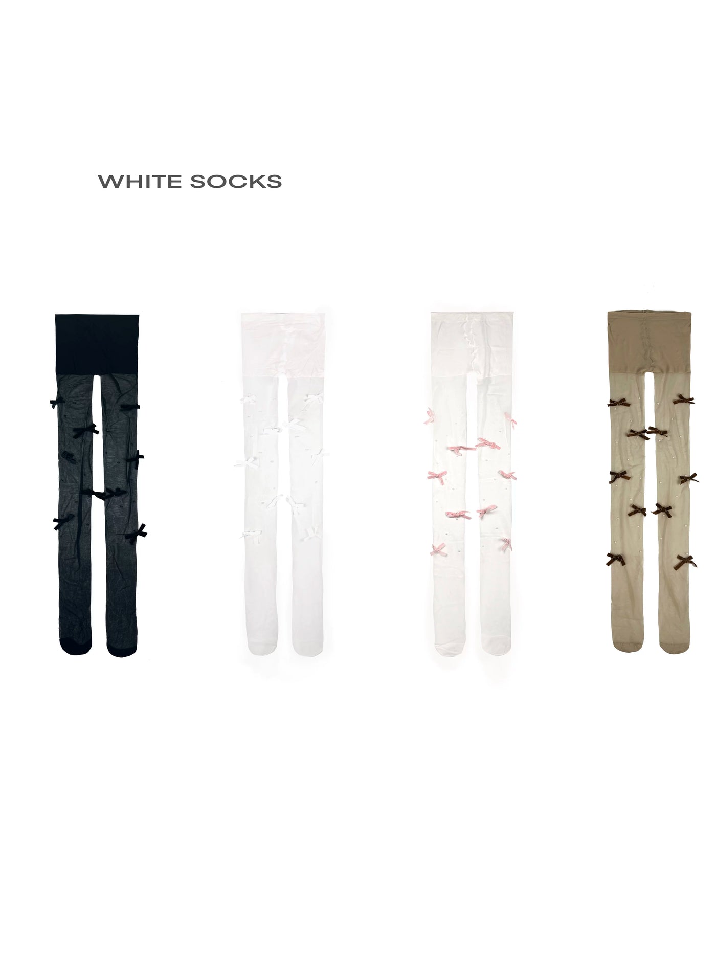 White Socks - French Bow Sheer - Pantyhose with bow accents