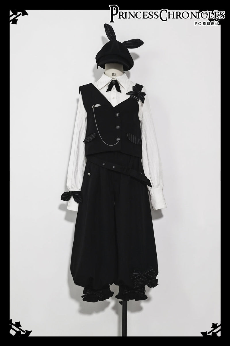 Princess Chronicles - Secret Morning News - Vintage Ouji Lolita Vest Blouse Bloomers