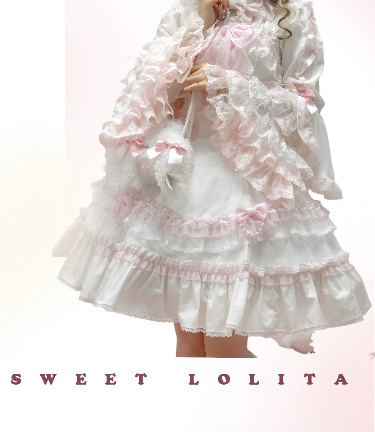 Galette Bunny - Pearl Ribbon Hime - Long-Sleeve Blouse with Lace and Ribbon Details