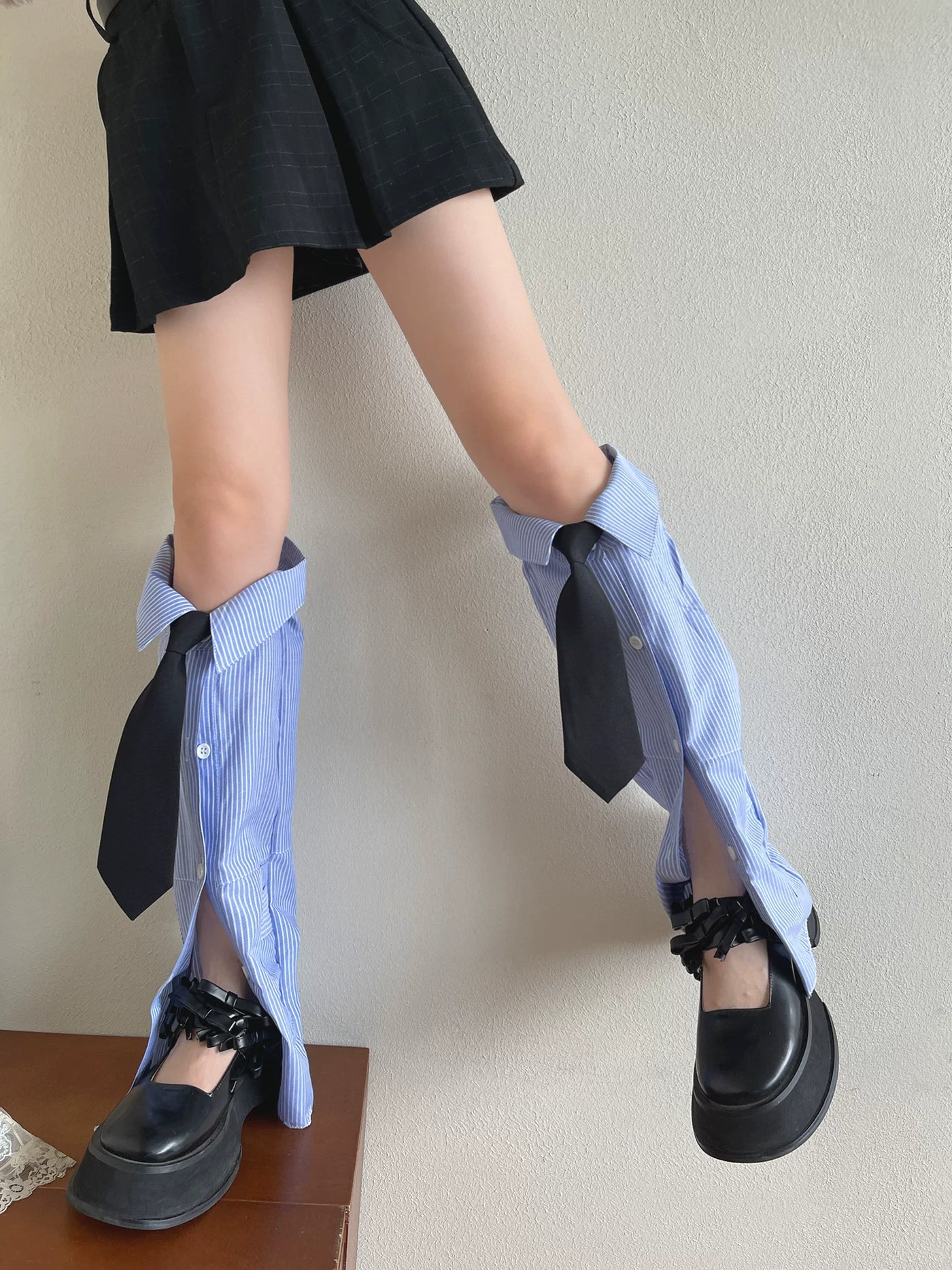 Sock Noble - Striped Tie Layers - Striped Sock Covers with Shirt Collars and Ties