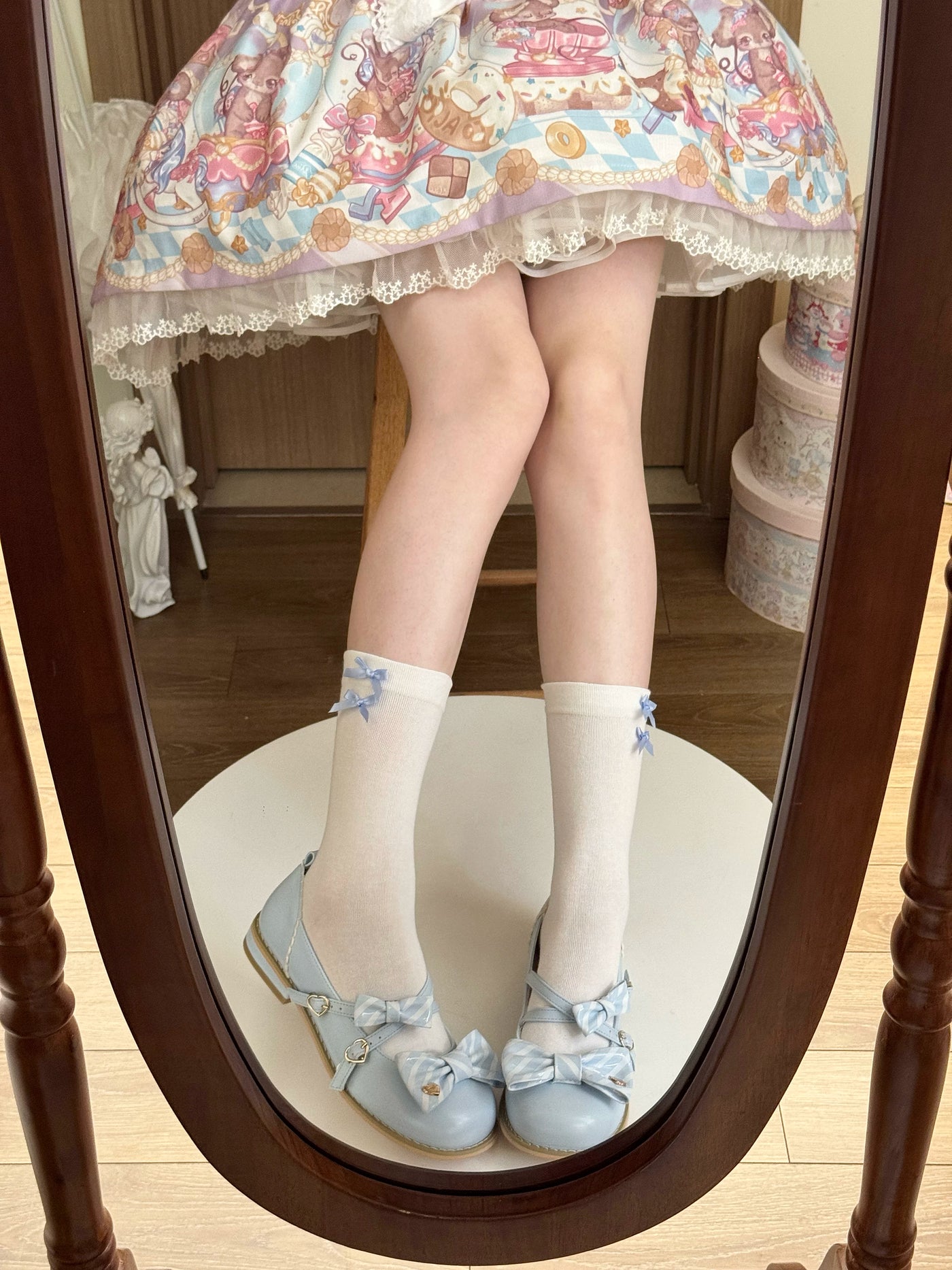 Fantasy Doll - Sweet Bow - Cotton Mid-Calf Socks with Side Bows