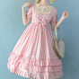 S / pink short-sleeved long dress