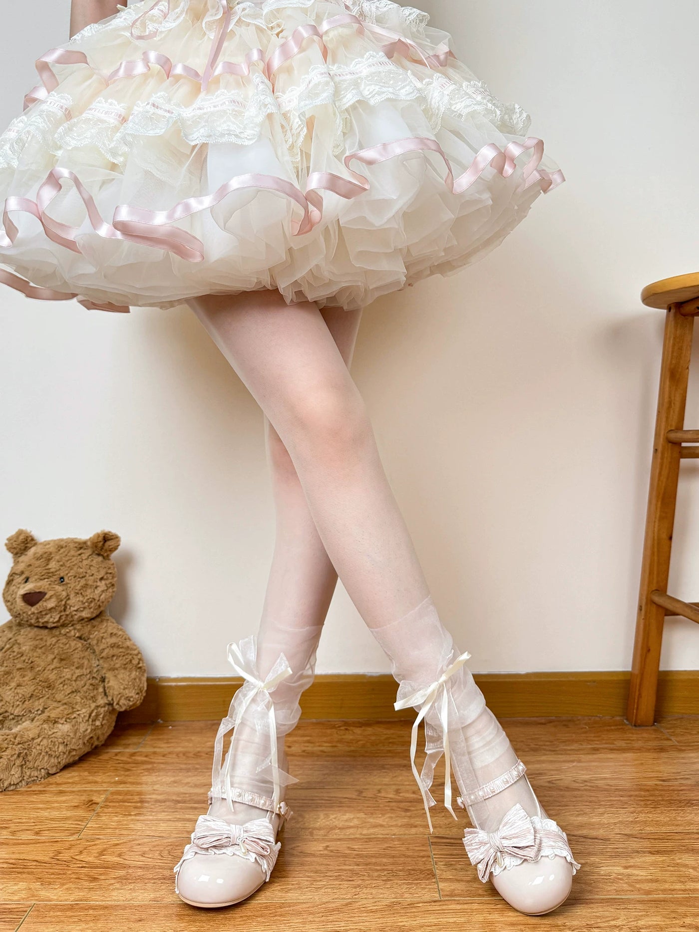Chubby Bear Tales - Ballet Bow Collection - Mesh socks with varied bow and lace details
