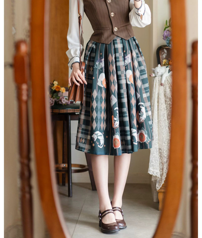 Forest Wardrobe - Persimmon Cat - Blouse, Waistcoat or Skirt - 8