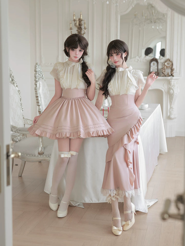With PUJI - Chinai - Lolita OP Dress, Ruffle Trim & Boned Bodice Detail