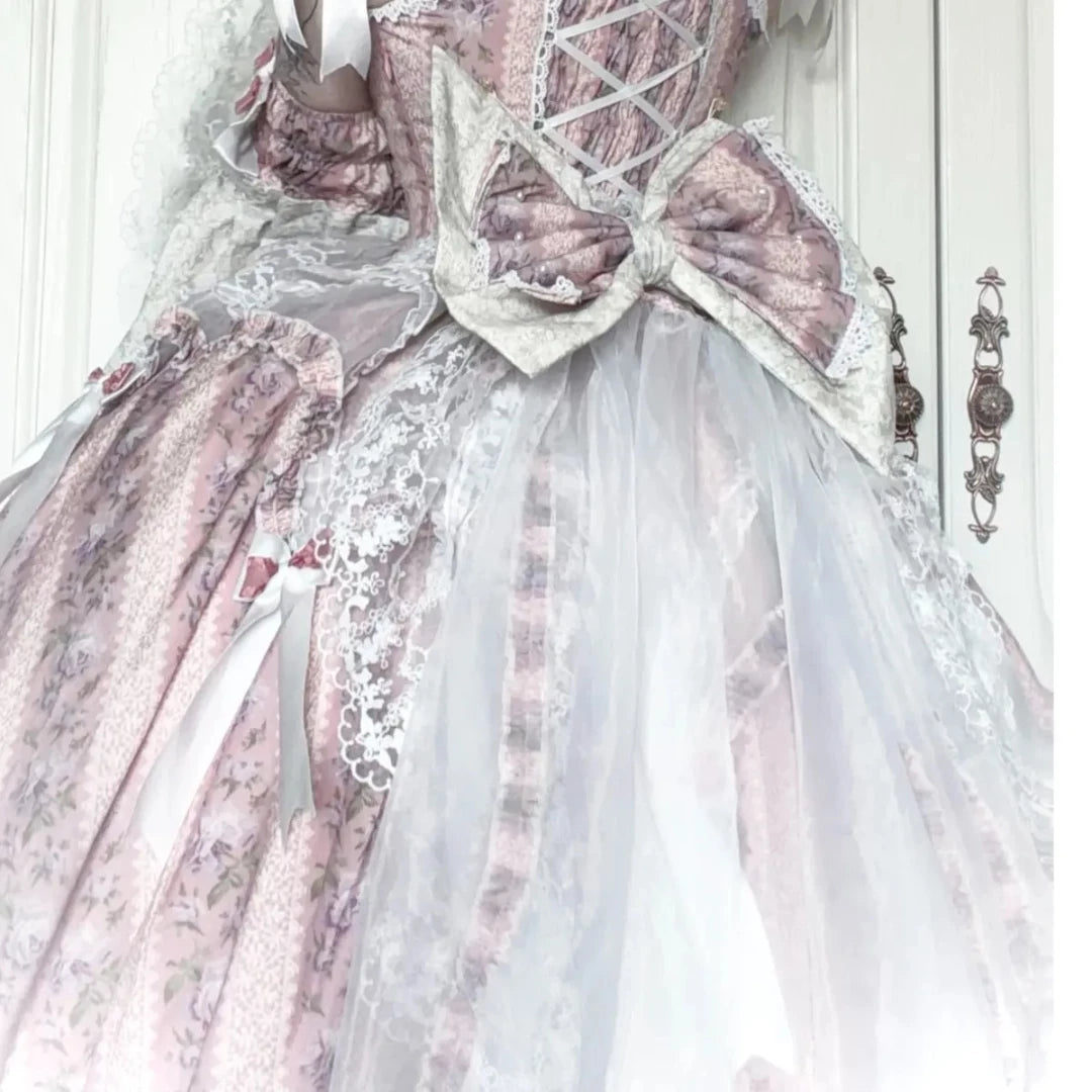 Daily Cherry Falling Stars bridal Lolita JSK - bonnet detail