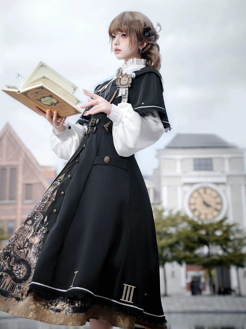 Unknown Star Letter - Time Dragon Aria - Classic Lolita One-Piece Dress with Cape