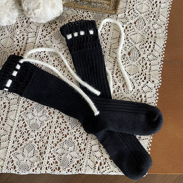 Sock Noble - Crochet Bow Cuff - Socks with a crochet cuff and tie bows