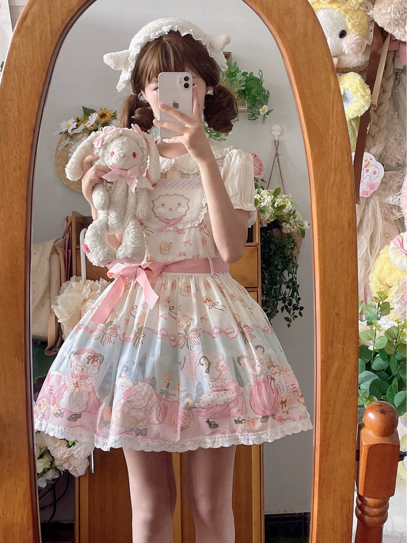 Yueele - Pink Garden - Plus-Size Lolita Outfit Set - detail view 4
