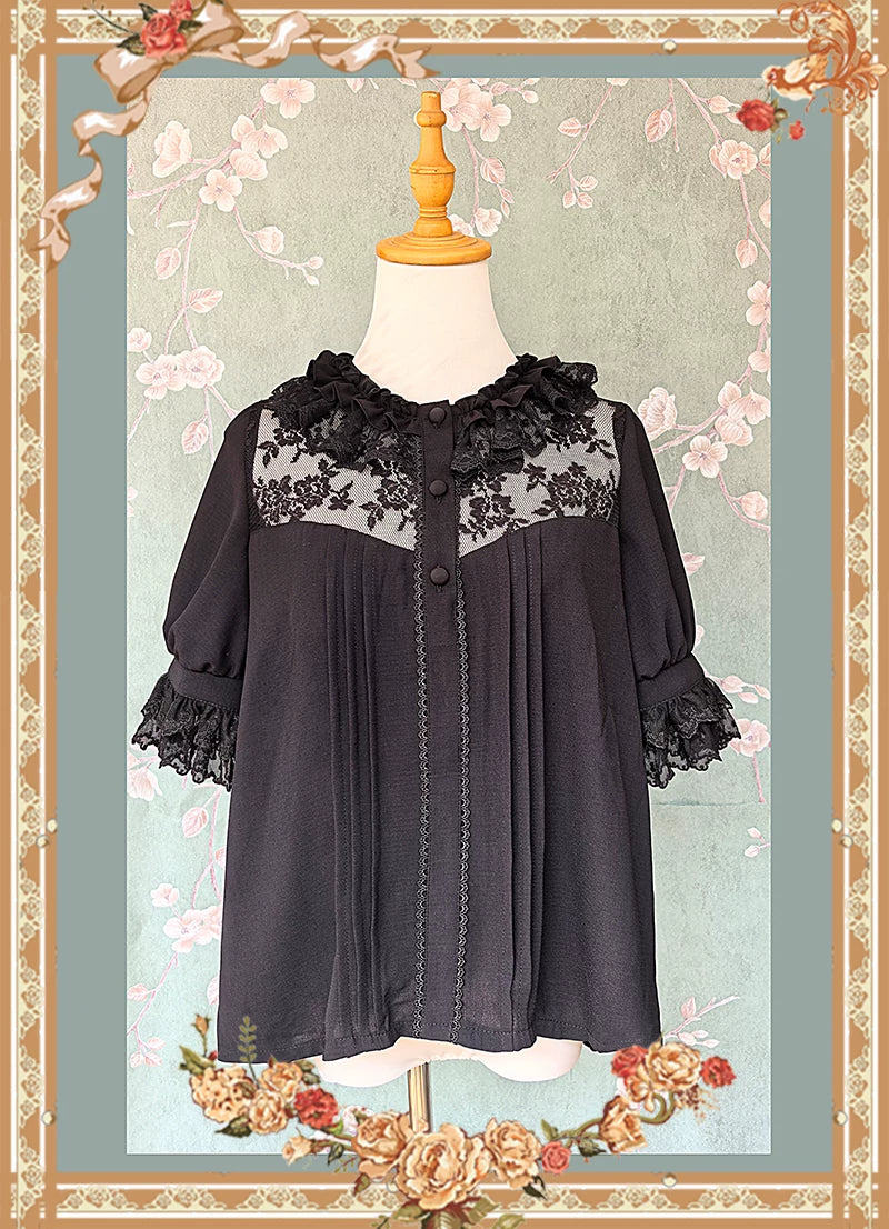 Infanta - Frosted Fruit - Short-Sleeve Lace Yoke Blouse