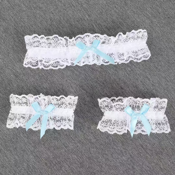 Fantasy Doll - Ribbon Bow - Lace Leg Garters with Satin-Ribbon Bows