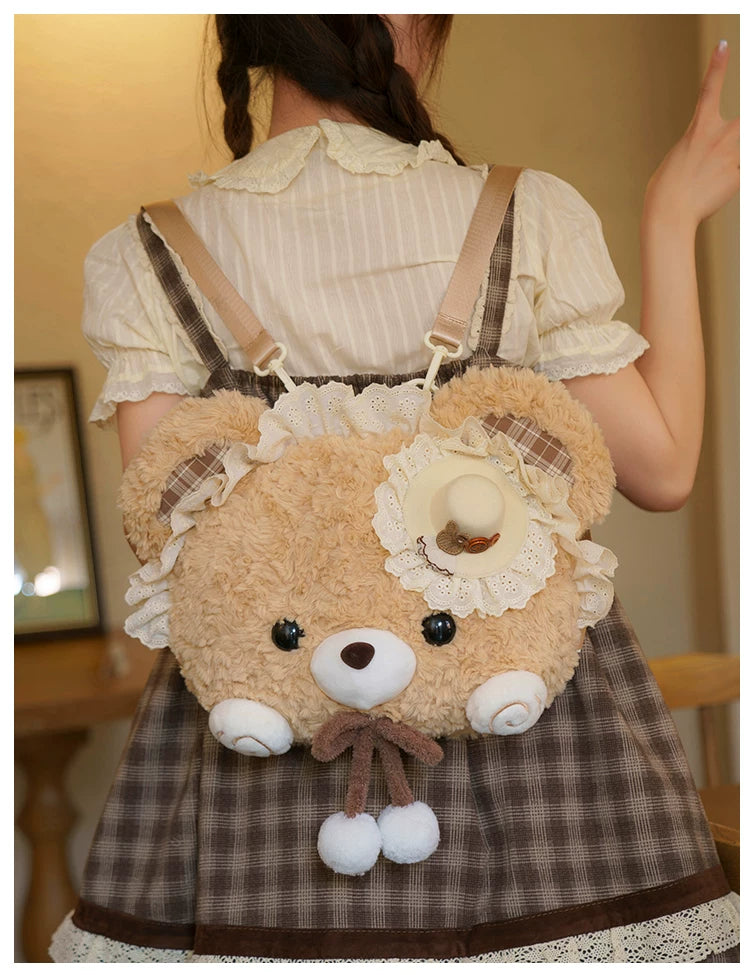 LambGuli - Little Bear Guli - Plush Bear Bag with Lace Trim
