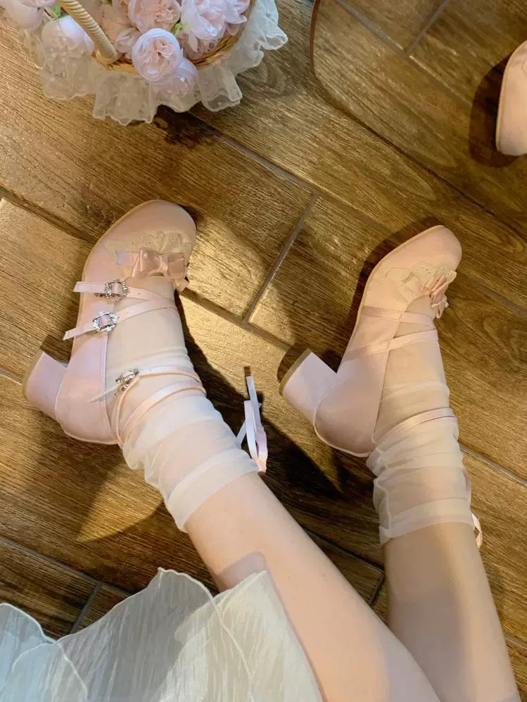 Aimee Annie's Storybook Lolita shoes — pink shoes shown from above