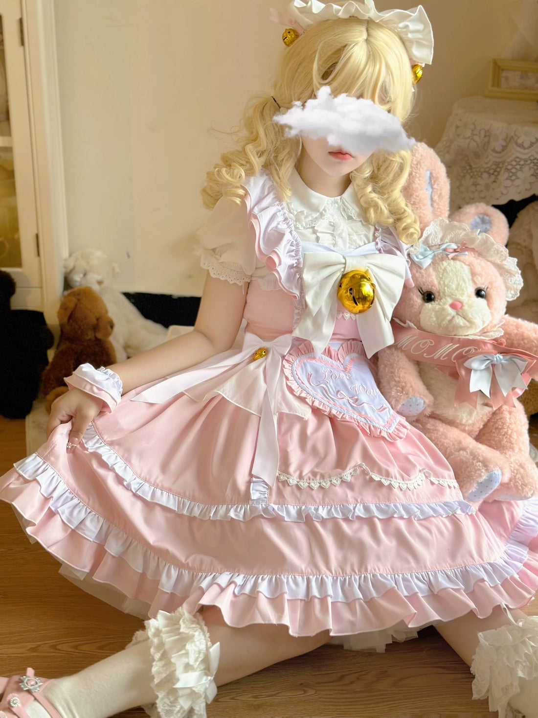Lady Han Sweet Chef Maid JSK dress from Lolita Fetch featuring a cute, pastel-colored maid design and ruffled details.