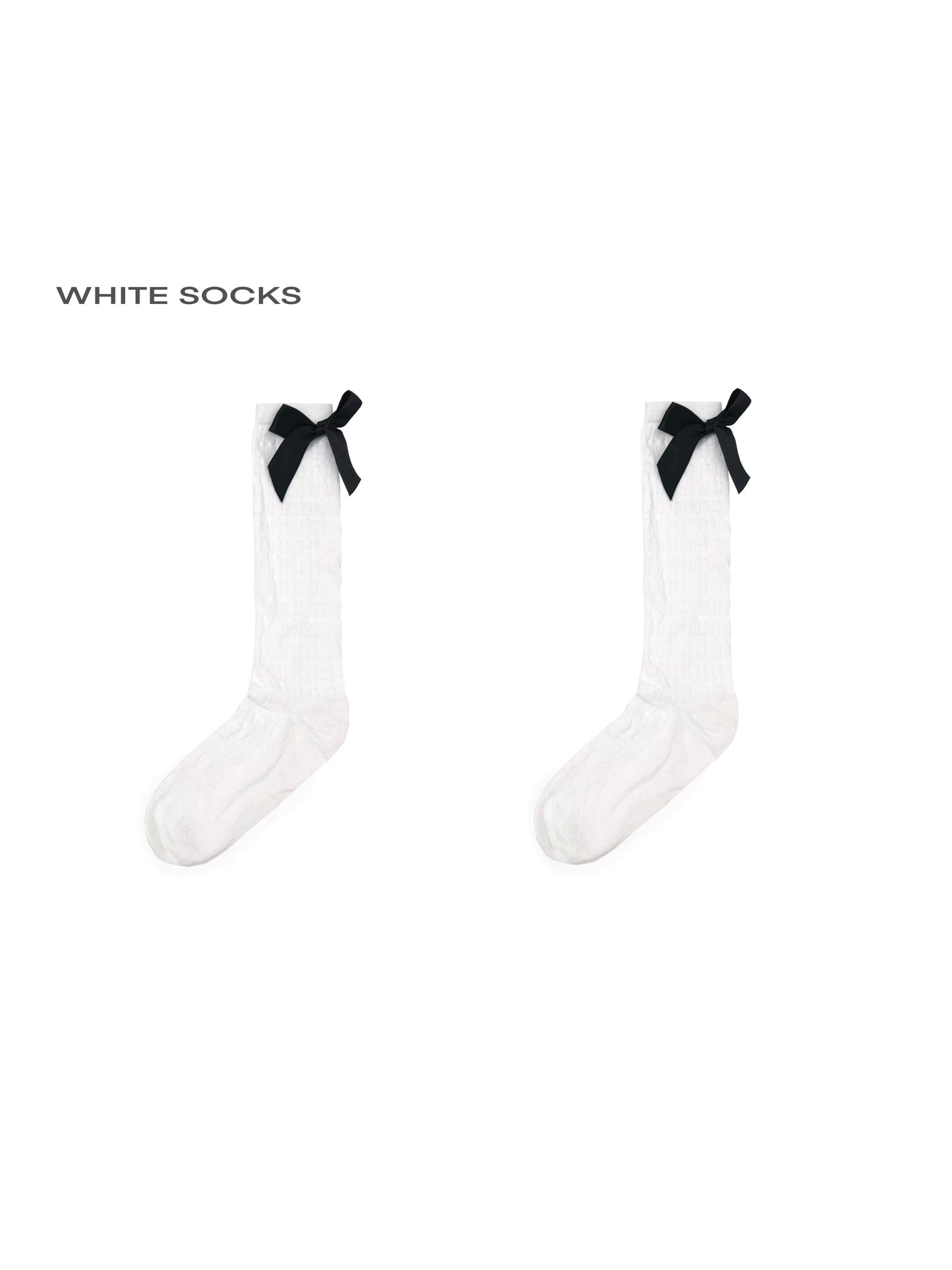 White Socks - Heel Bow - Black or White Knee-High Socks with Heel Bows