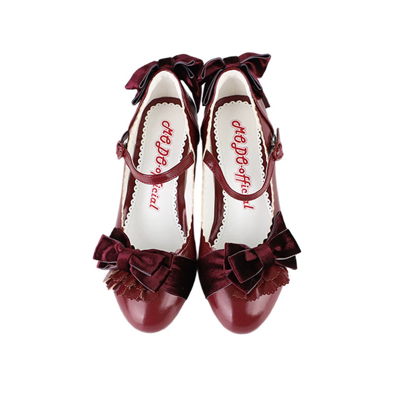 MODO Doll Ball Floral Bow Lolita Heels – Burgundy – view 10