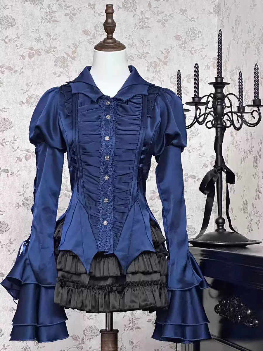 Sweetheart Dream Machine - Endless Night - Asymmetric Batwing-Sleeve Gothic Blouse