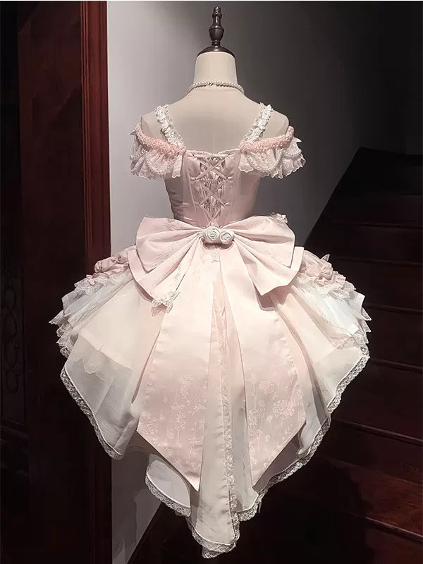 Creamy - Pink Ballet - Pink Lolita dress with layered lace skirt