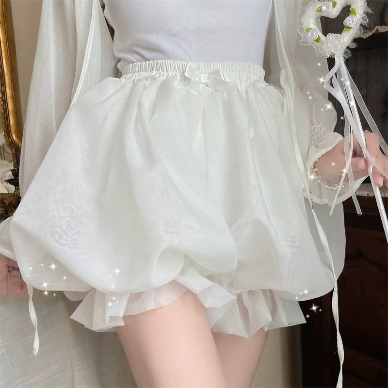 Sugar Girl - Casual Lolita Bloomers - Solid Color Organza Shorts Other Surprise