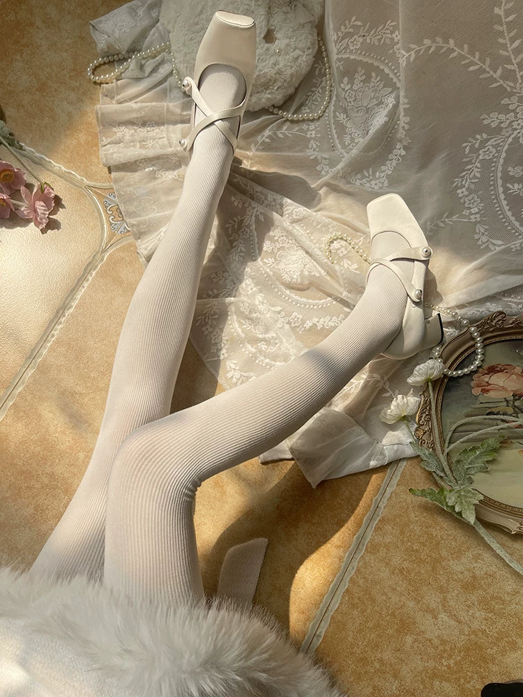 Sock Noble - Vertical Rib - Cotton Tights with Fine Vertical Ribs