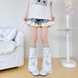 Layered Set – Blue Star Leg Warmers + Blue Mesh-Lace Socks / One Size