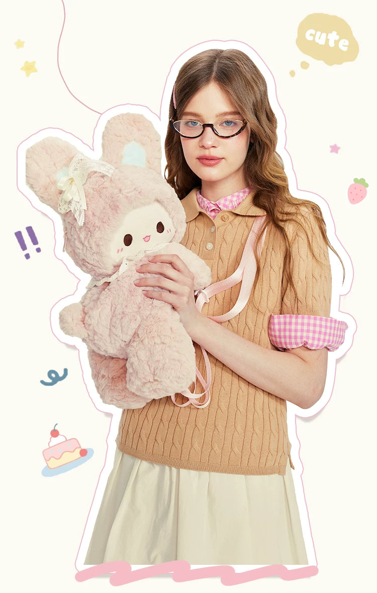 LambGuli - Rabbit and Lamb - Plush Crossbody Bag with Earphone-Bag Options