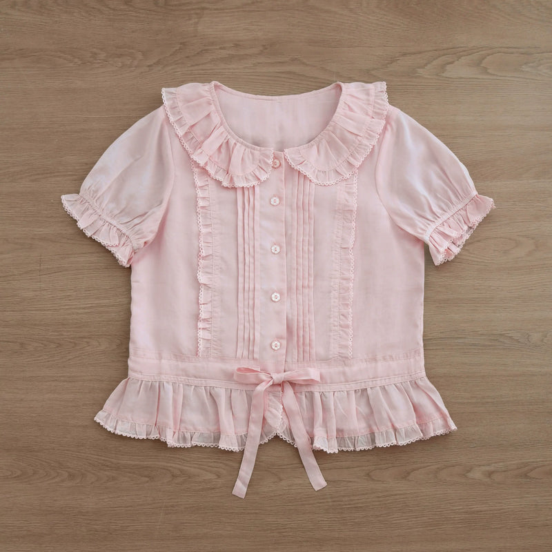 MIST - EverSpring - Sweet Lolita Shirt with a ruffled Peter Pan collar