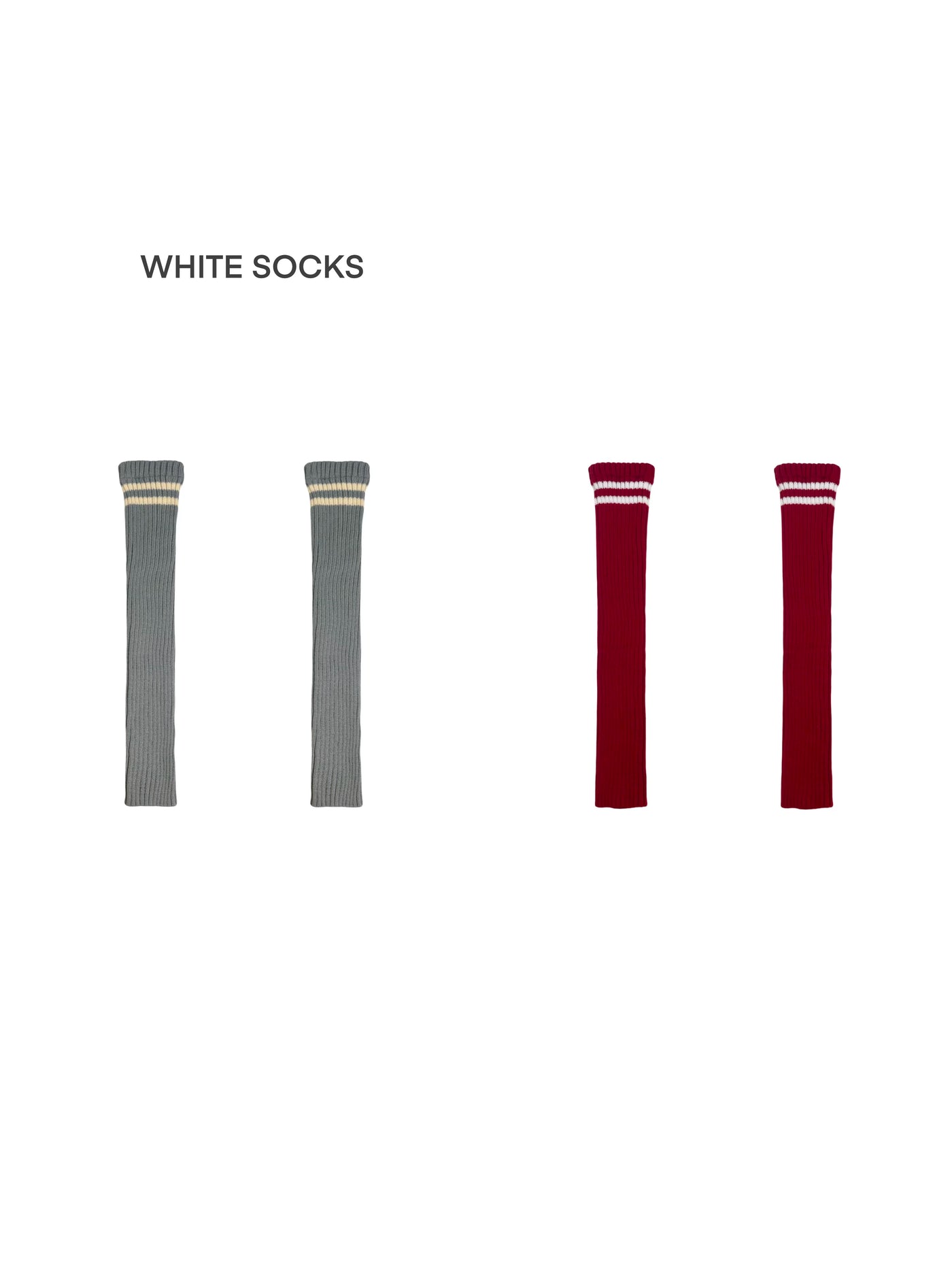 White Socks - Double Stripe - Ribbed Slouch Leg Warmers