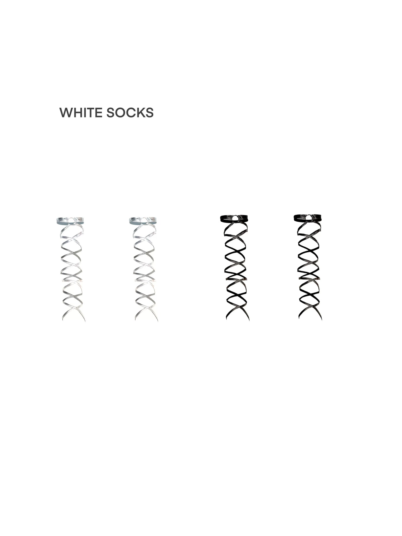 White Socks - Y2K Cross-Strap - Cross-Strap Leg Warmers with Ring Details and Metallic Covers
