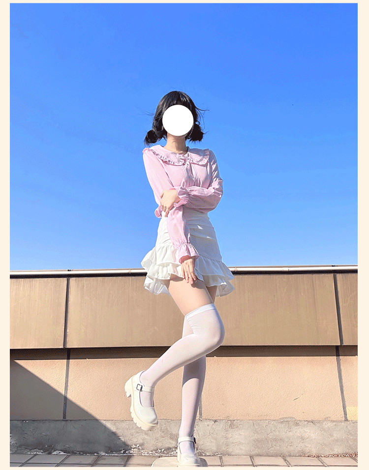 Niu Niu - Plus Size Lolita Shirt Long Sleeve - Doll Collar Blouse Innerwear