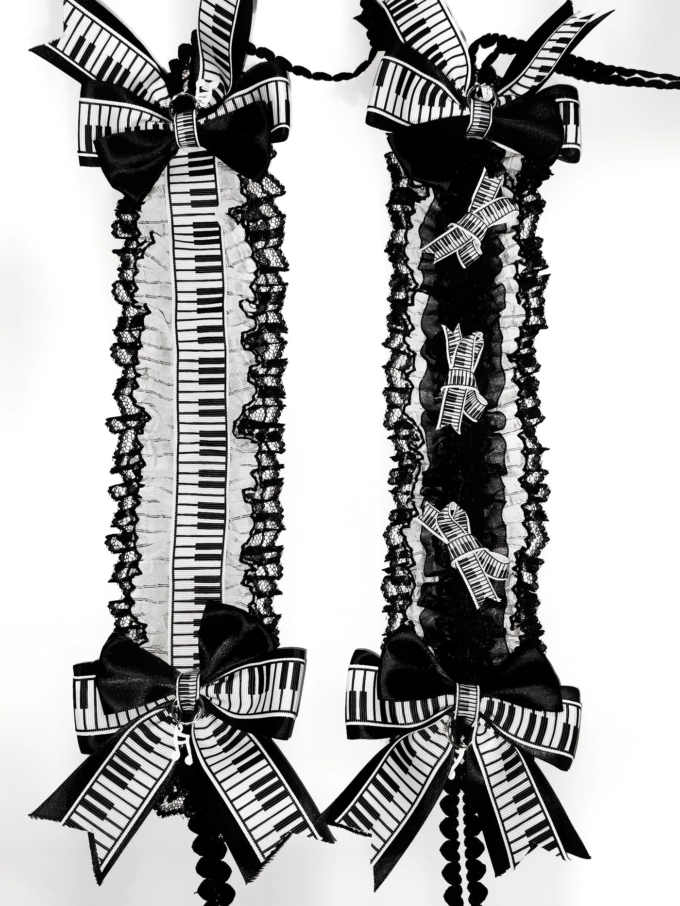 Dokisuru - Piano Keys - Black-and-White Piano-Key Hairband in Stripe and Bow Versions