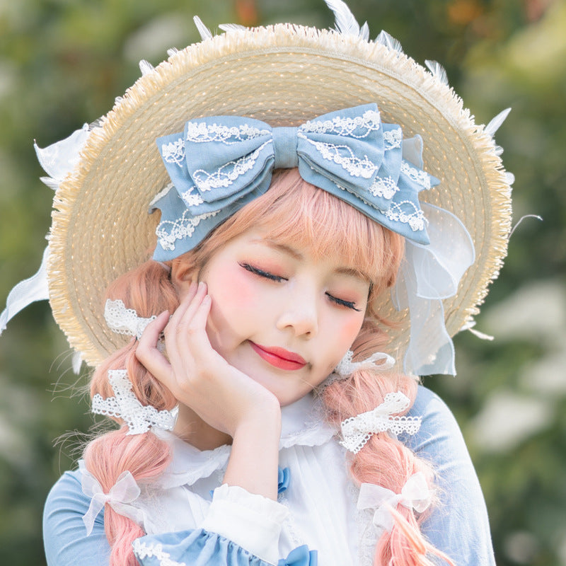 Eieyomi - Sweet Japanese Style - Multicolour Lolita KC headband with a lace-trimmed bow - product detail 9