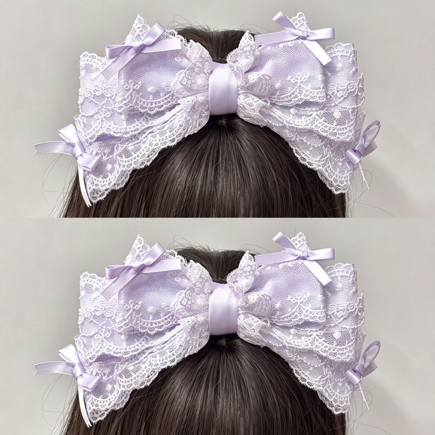 Cat Tart - Handmade Lace Bow - Lace-Trimmed KC Hair Accessory with a Large Bow