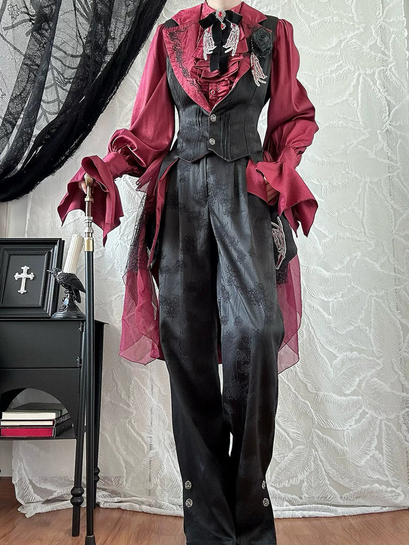 Miss Point - Moonnight Return - Ouji Lolita Jacquard Pants & Shorts, Side Pockets