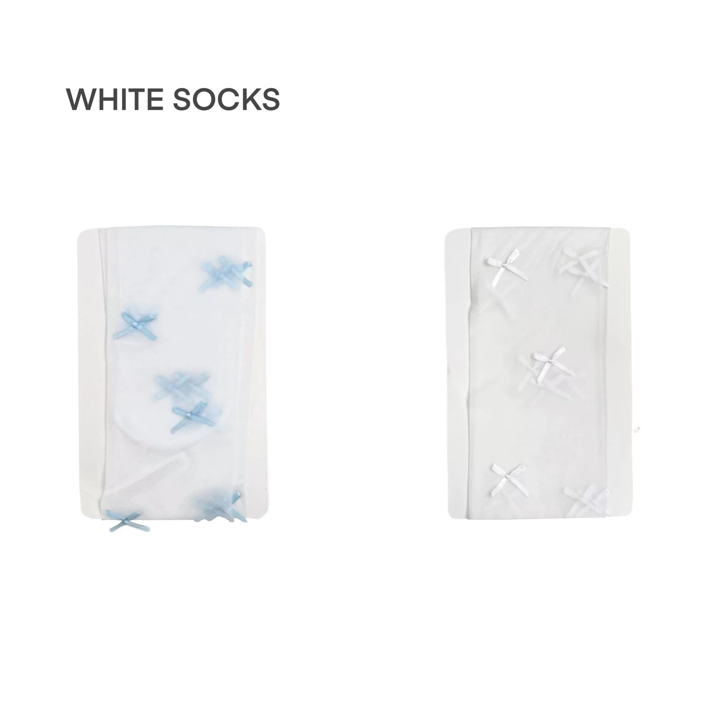 White Socks - Ballet Bow - Blue, White and Pastel Bow Tights with Lace Frills