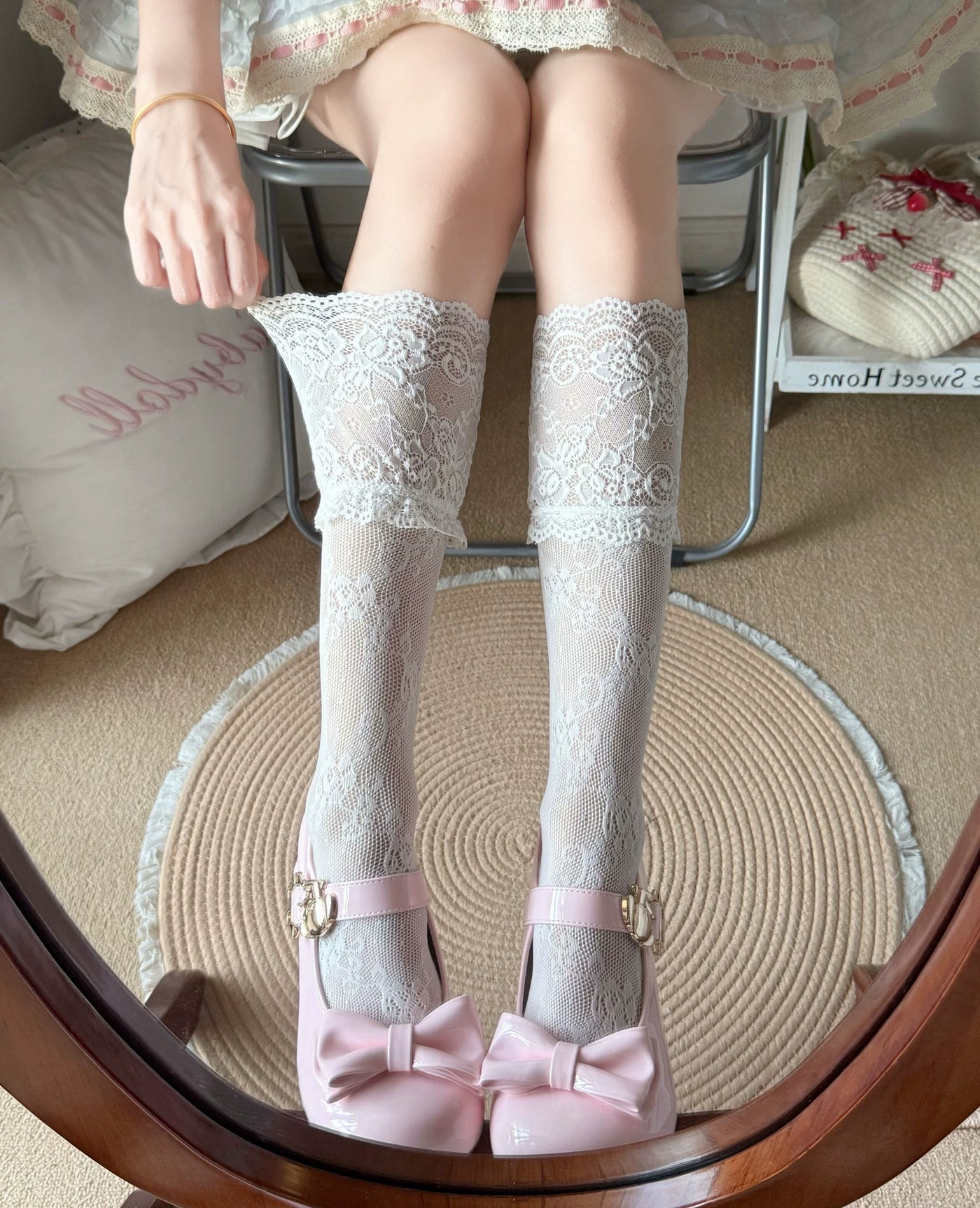 Fantasy Doll - Sweet Lace Bow - Long Socks with Lace Trim and Bow Options