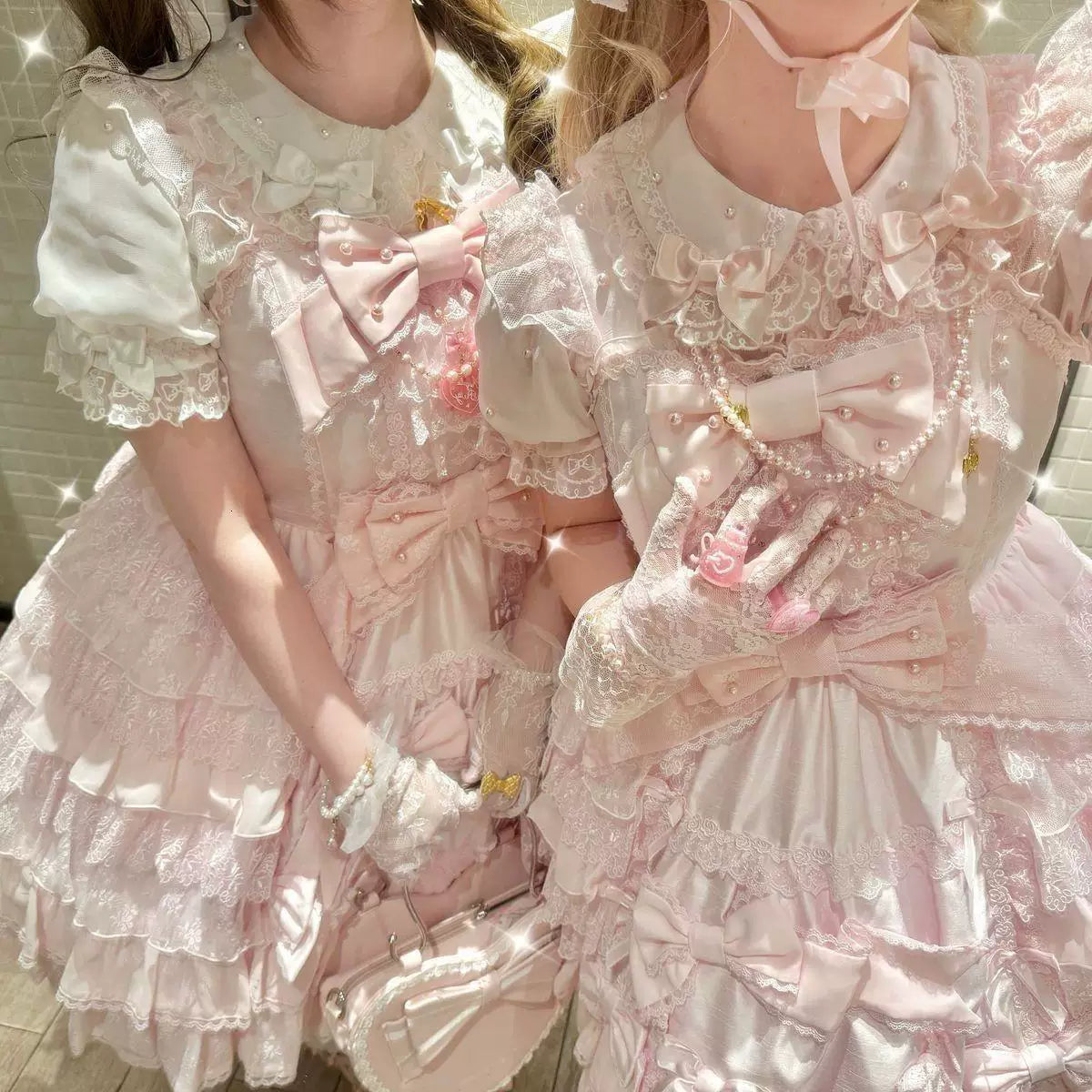 Sweetheart Dream Machine - Icy Translucent Pearl - Chiffon Blouse with Pearl Details