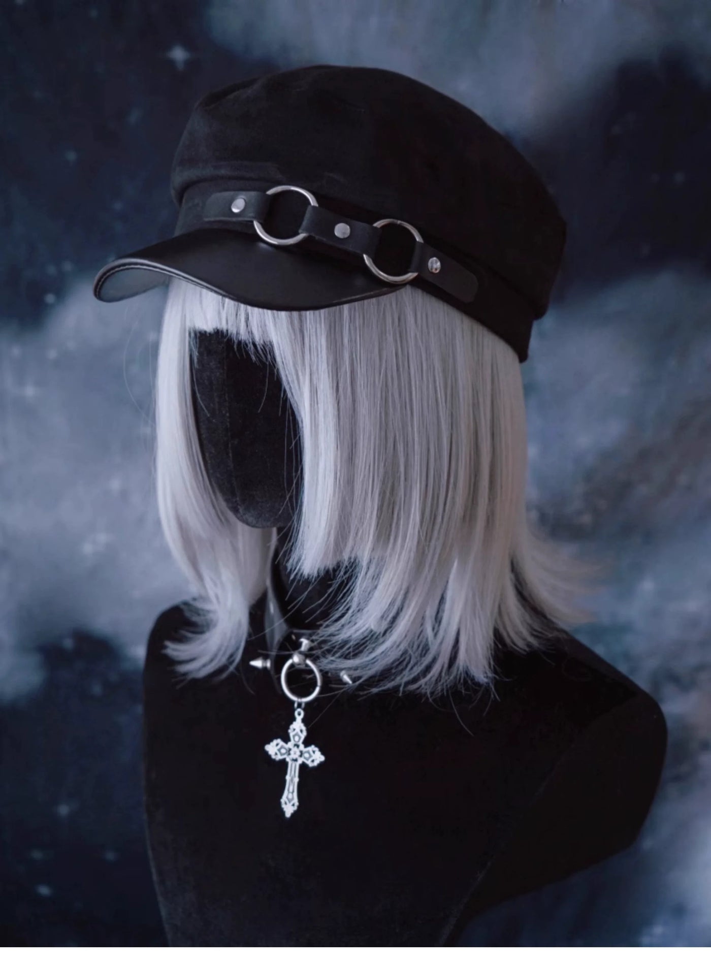 Strange Sugar - Gothic Lolita Hat Leather Buckle - Lolita Newsboy Hat Headwear