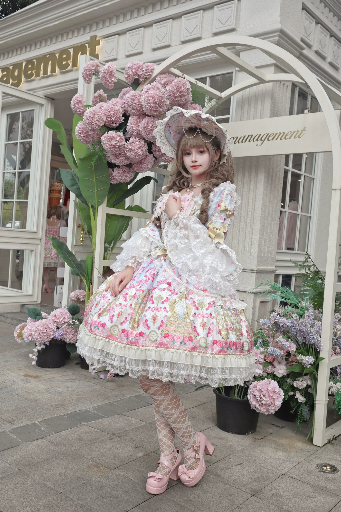 Sugar Girl - Rose Garden Prelude - Sweet Lolita OP Dress, Floral Printed