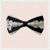 TaTaTa Lolita - First Otome - Black Old School Lolita OP Dress, Lace Details - One Hairclip Only (one size / choose M) / S
