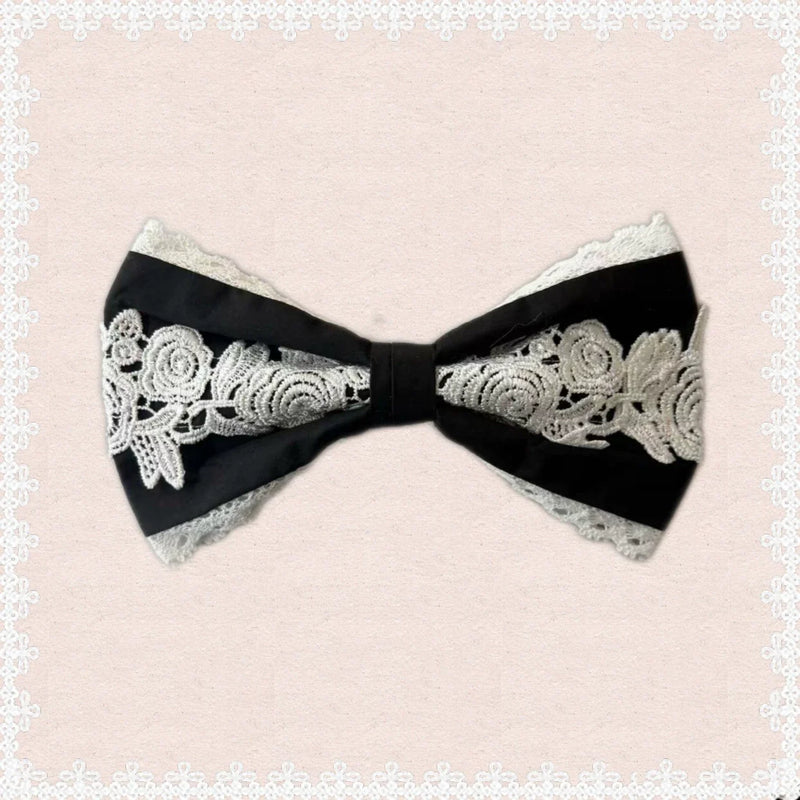 First Otome - Black Old School Lolita OP Dress, Lace Details One Hairclip Only (one size / choose M) S