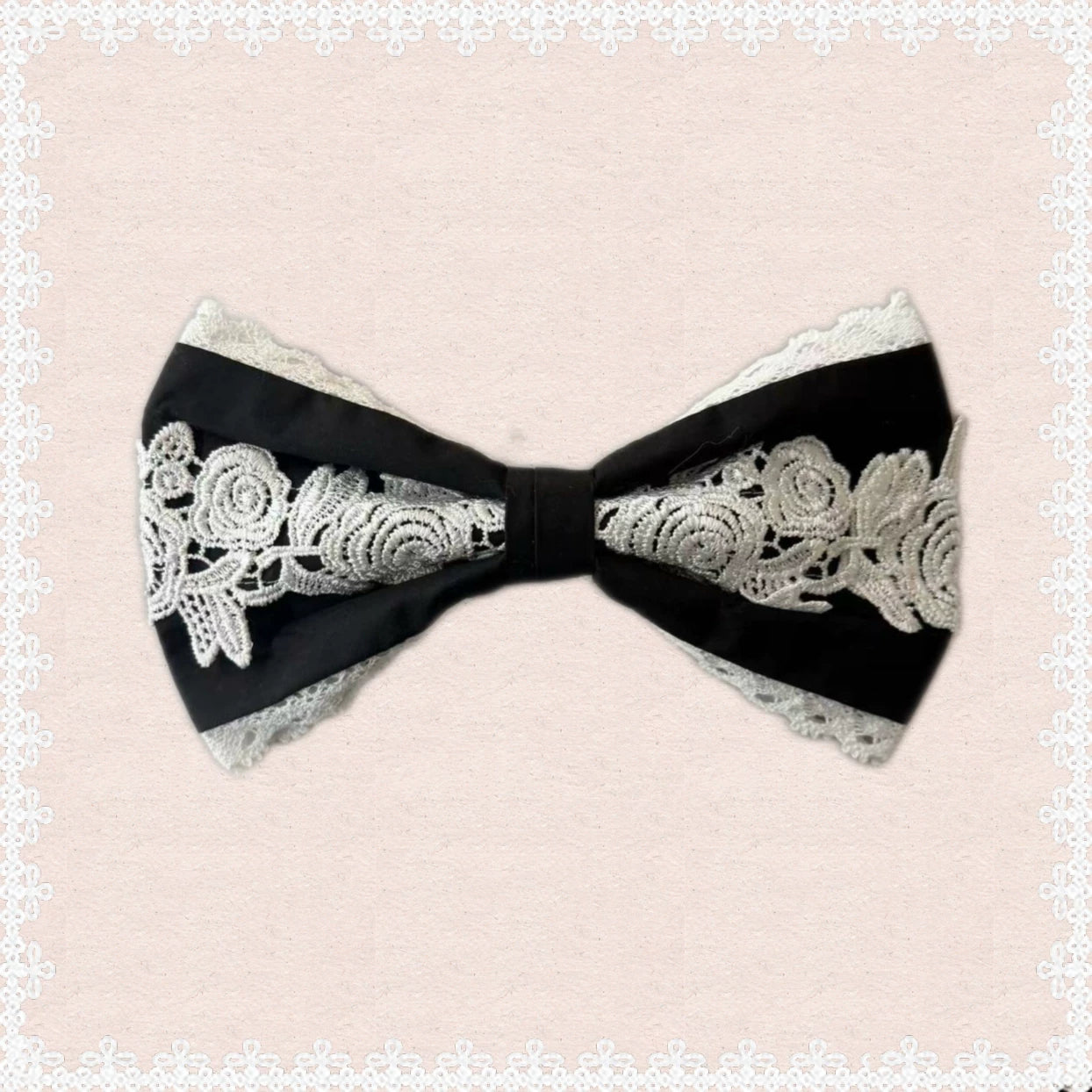 Tata Long Ear - First-Generation Maiden - Black OP Dress with White Lace Trim