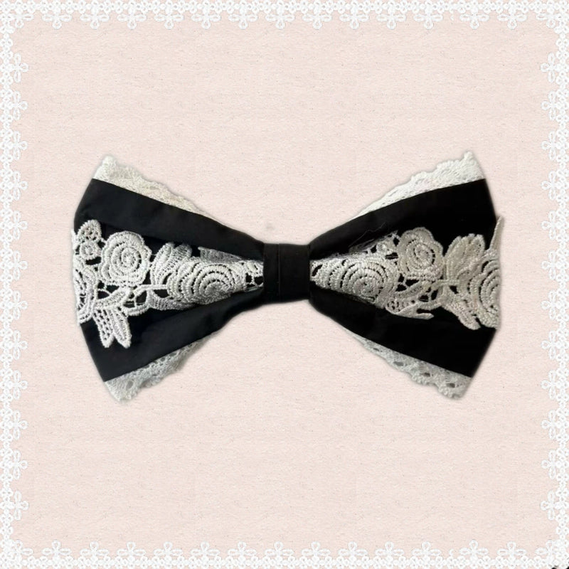 Tata Long Ear - First-Generation Maiden - Black OP Dress with White Lace Trim