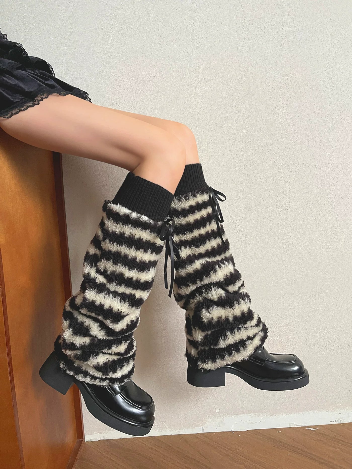 Sock Noble - Millennium Stripe - Striped Leg Warmers with Ribbon Ties