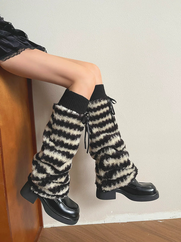 Sock Noble - Millennium Stripe - Striped Leg Warmers with Ribbon Ties