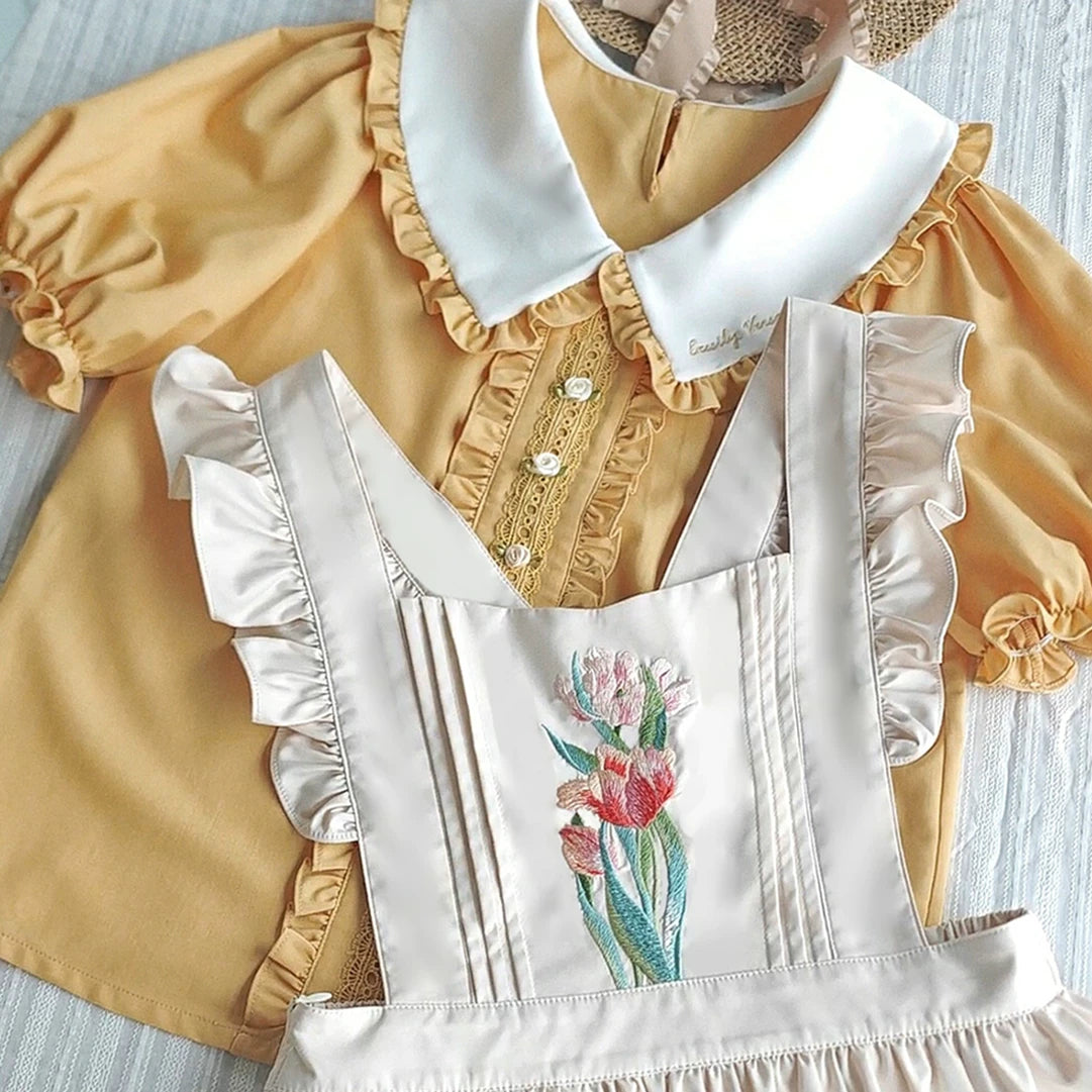 Little Gardener - Embroidered Blouse and Adjustable JSK Set - detail view 11