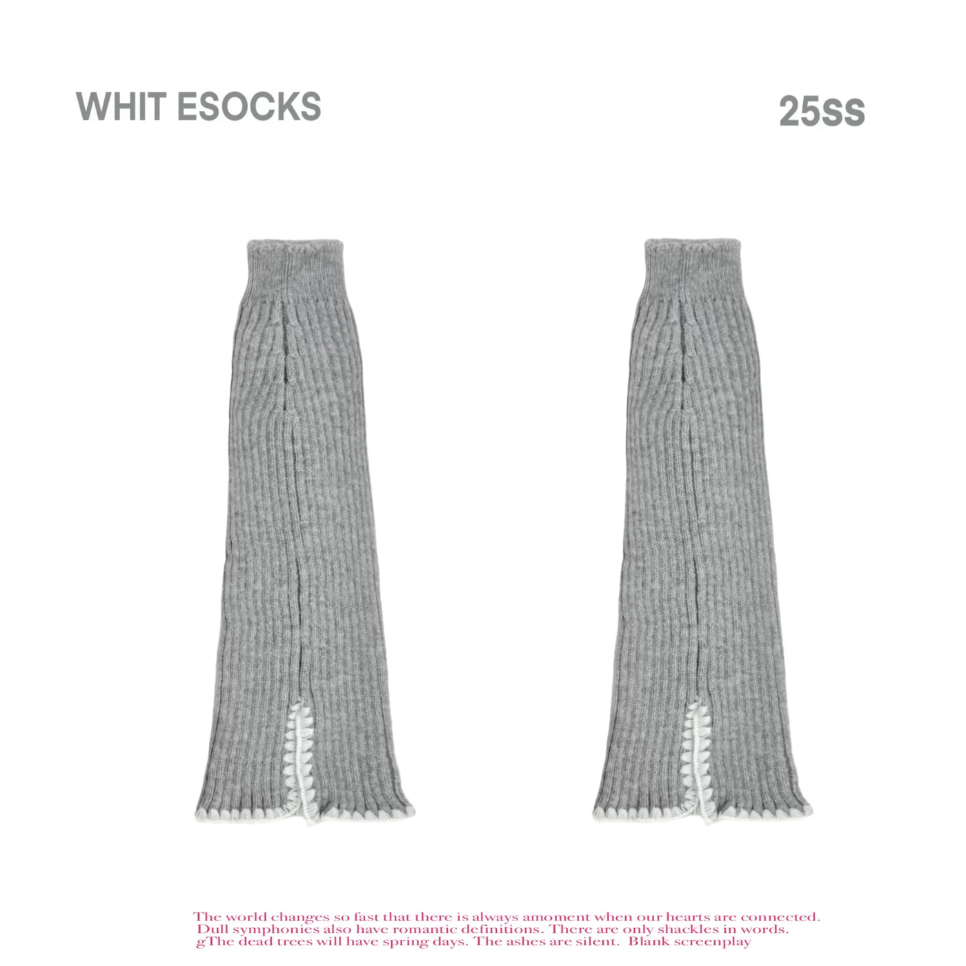 White Socks - Slouchy Rib - Socks with a scrunched ribbed profile and split lace trim