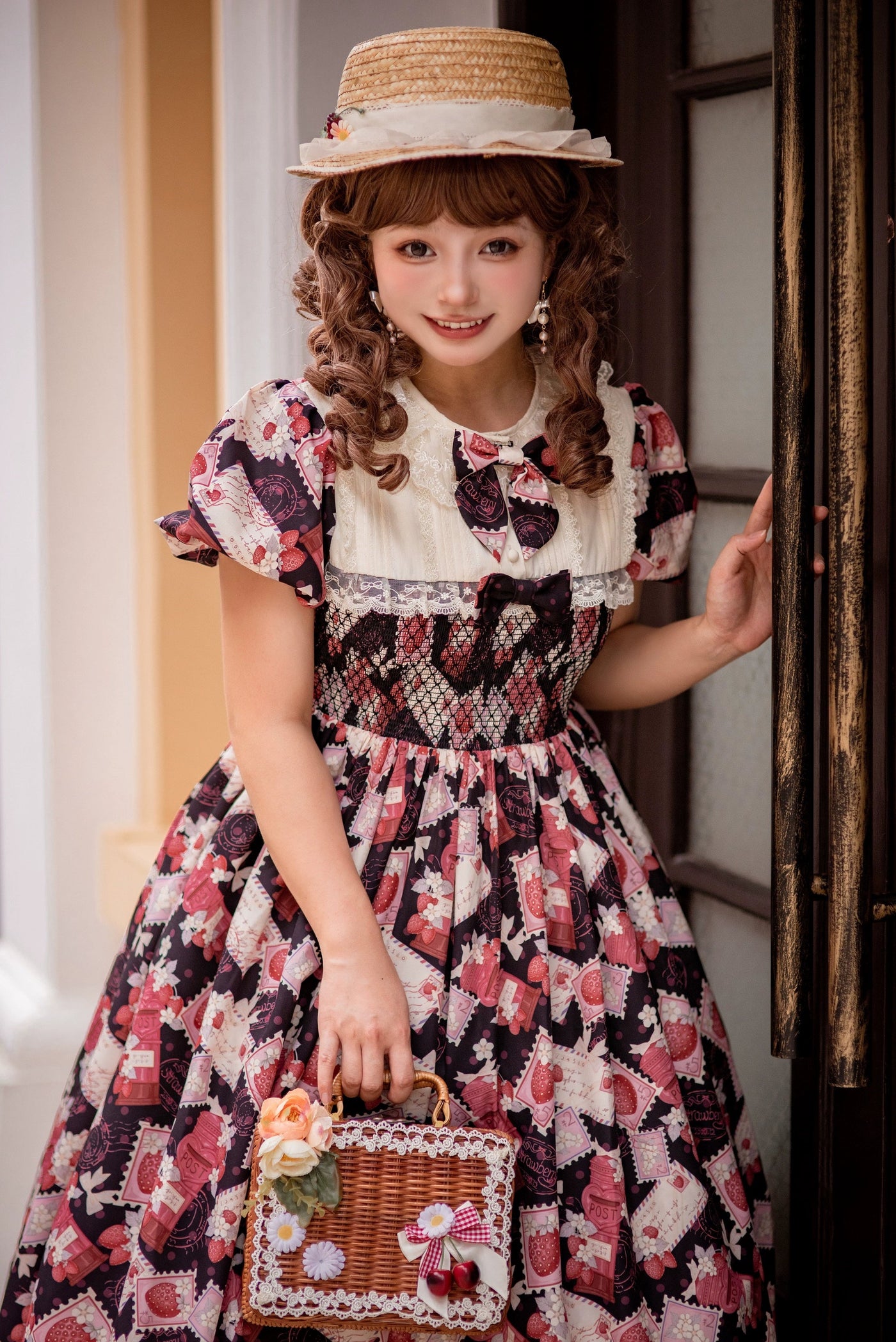 Strawberry Witch - Kawaii Lolita OP Dress - Strawberry Print OP Dress
