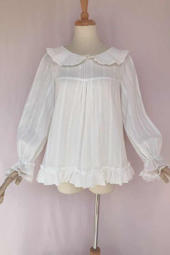 Yilia - Sweet Lolita Cotton Long Sleeve - Blouse Innerwear