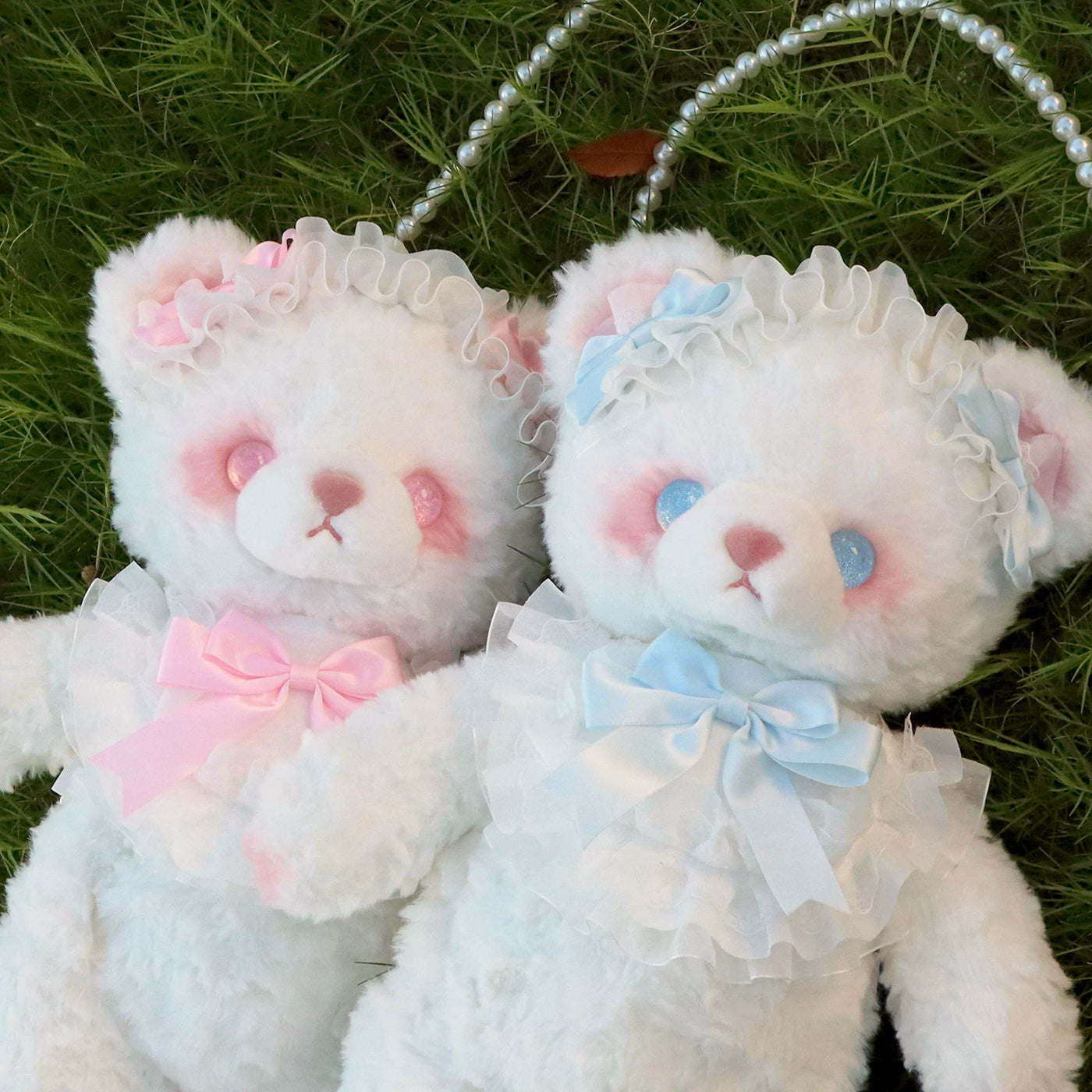 Pink bear plush Lolita crossbody bag